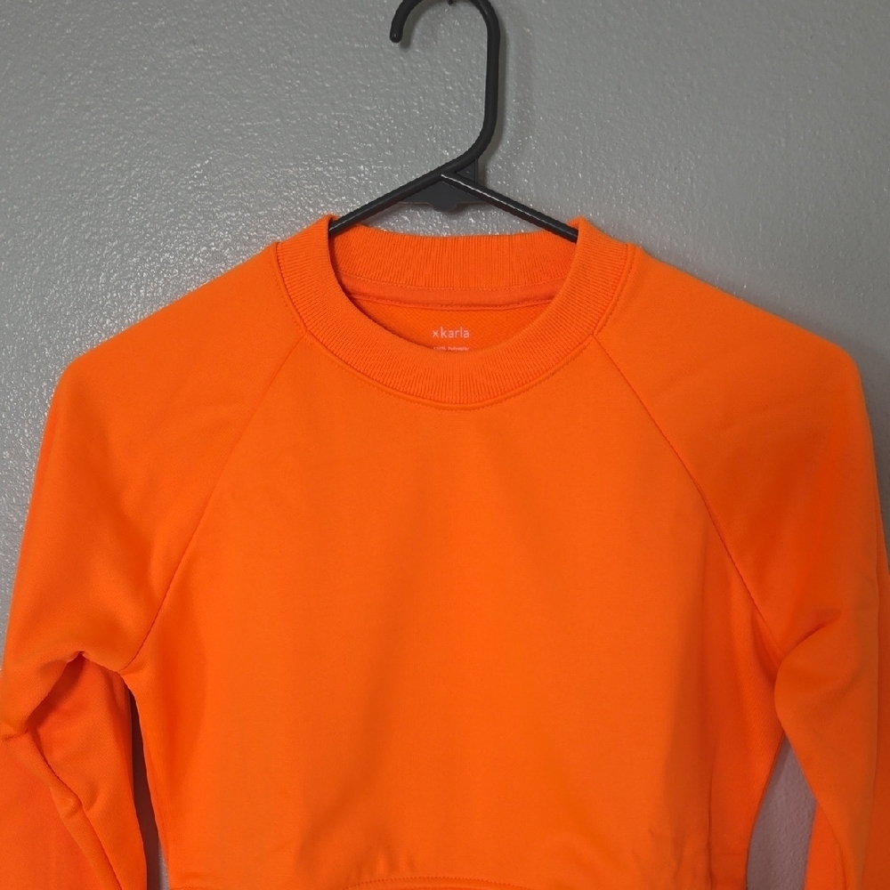 x Karla | The Crop Sweatshirt In Neon Orange Size Small NWT